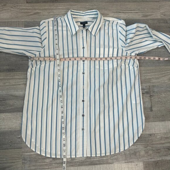 Talbots White Blue Stripe Long Sleeve Button Down Q33 - Picture 3 of 6